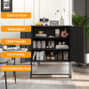 Heavy Duty Metal Buffet Sideboard Modern Steel Storage Cabinet with 2 Shelves, Free Standing Accent Cabinet with Magnetic Doors for Bedroom, Kitchen