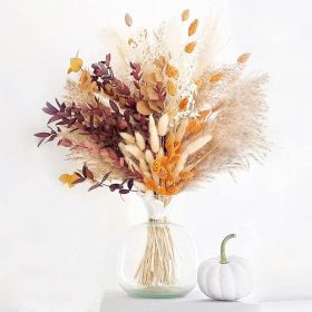 62/100/109pcs Natural Dried Pampa Grass Bouquet Phragmites Dried Flower Boho Home Decor Bouquet Room Holiday Wedding Party Decor (Ships From: China, Color: 100pcs)