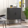 Heavy Duty Metal Buffet Sideboard Modern Steel Storage Cabinet with 2 Shelves, Free Standing Accent Cabinet with Magnetic Doors for Bedroom, Kitchen