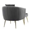 Velvet Accent Chair Set Barrel Chair with Ottoman Modern Club Chair Reading Armchair with Lumbar Pillow for Living Room, Bedroom, Study Room