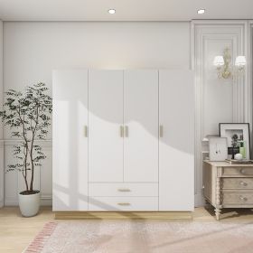 Doors Bedroom Armoire Wardrobe Closet Cabinet, Wardrobe Closet with Hanging Rod, Wood Closet Wardrobe for Large Storage (Color: YG-37)