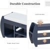 Retro Multifunctional Storage Bench with Cushion and Curved Side Panel for Entrance and Living Room