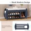 Retro Multifunctional Storage Bench with Cushion and Curved Side Panel for Entrance and Living Room