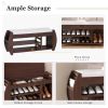 Retro Multifunctional Storage Bench with Cushion and Curved Side Panel for Entrance and Living Room