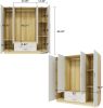 Doors Bedroom Armoire Wardrobe Closet Cabinet, Wardrobe Closet with Hanging Rod, Wood Closet Wardrobe for Large Storage