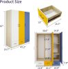 Doors Bedroom Armoire Wardrobe Closet Cabinet, Wardrobe Closet with Hanging Rod, Wood Closet Wardrobe for Large Storage