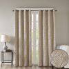 Knitted Jacquard Damask Total Blackout Grommet Top Curtain Panel(Only 1 Pc Panel)
