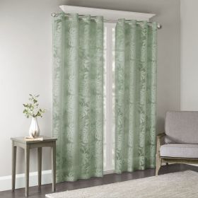 Palm Leaf Burnout Window Sheer (Color: as Pic)