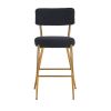 Set of 2 modern teddy fabric upholstered bar stools - Metal base high stool - Suitable for kitchen