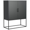 Heavy Duty Metal Buffet Sideboard Modern Steel Storage Cabinet with 2 Shelves, Free Standing Accent Cabinet with Magnetic Doors for Bedroom, Kitchen