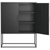 Heavy Duty Metal Buffet Sideboard Modern Steel Storage Cabinet with 2 Shelves, Free Standing Accent Cabinet with Magnetic Doors for Bedroom, Kitchen