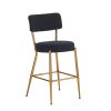 Set of 2 modern teddy fabric upholstered bar stools - Metal base high stool - Suitable for kitchen