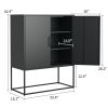 Heavy Duty Metal Buffet Sideboard Modern Steel Storage Cabinet with 2 Shelves, Free Standing Accent Cabinet with Magnetic Doors for Bedroom, Kitchen