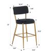 Set of 2 modern teddy fabric upholstered bar stools - Metal base high stool - Suitable for kitchen
