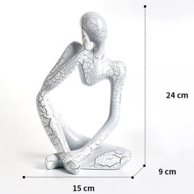 Nordic Art Abstract Thinker Statue Home Crafts Resin Statues Abstract Figure Sculpture Small Ornaments Office Home Desktop Decor (Ships From: CN, Color: A1 - White - Large)