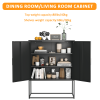 Heavy Duty Metal Buffet Sideboard Modern Steel Storage Cabinet with 2 Shelves, Free Standing Accent Cabinet with Magnetic Doors for Bedroom, Kitchen