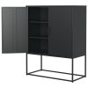 Heavy Duty Metal Buffet Sideboard Modern Steel Storage Cabinet with 2 Shelves, Free Standing Accent Cabinet with Magnetic Doors for Bedroom, Kitchen
